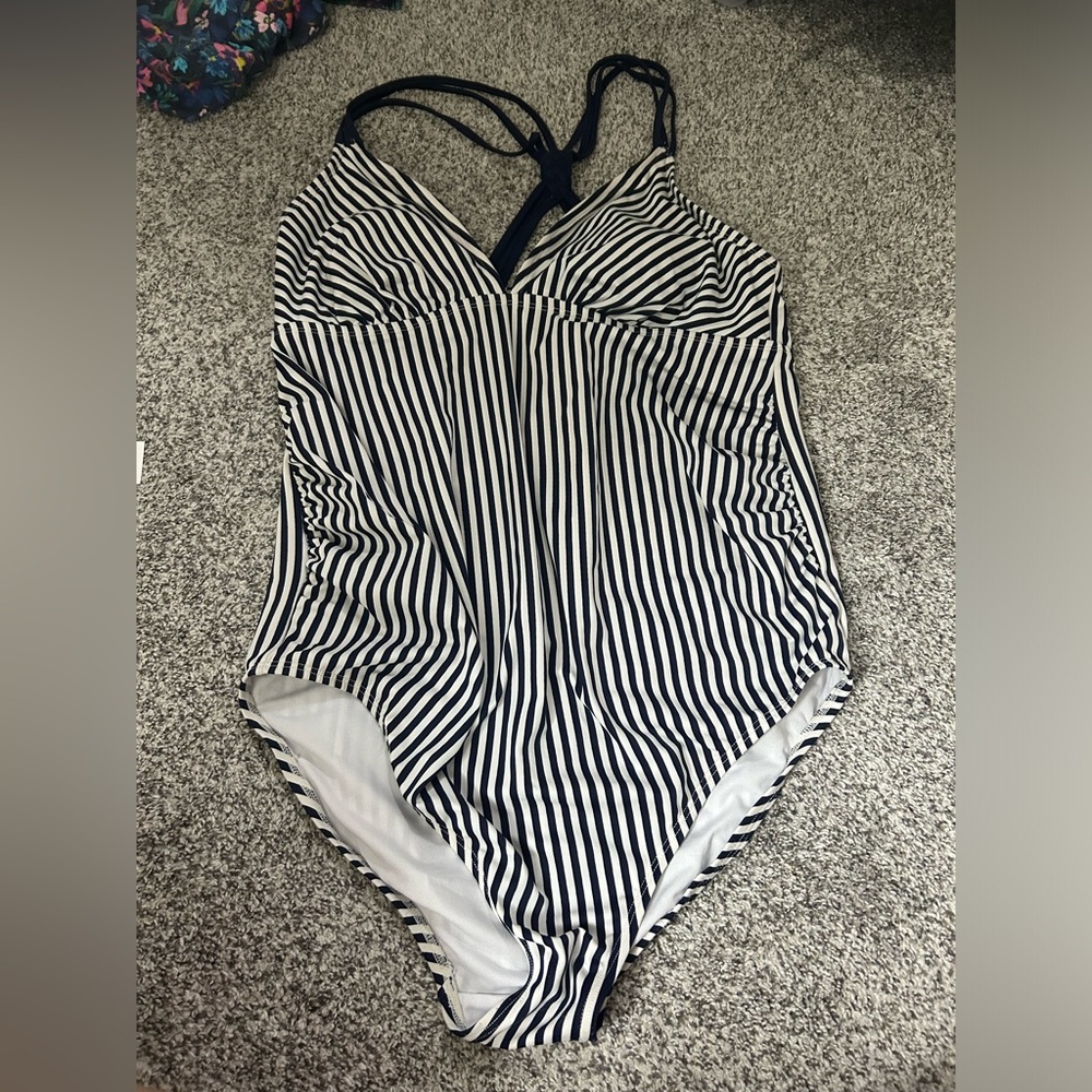 Isabel Maternity by Ingrid & Isabel Black and White Striped One Piece
